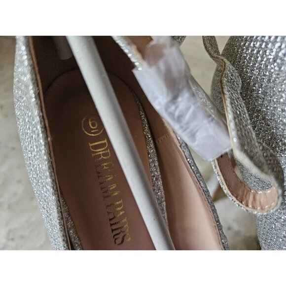 DREAM PAIRS Swan 10 Silver Glitter High Heel Platform Dress Pumps Size 6 - Picture 8 of 15